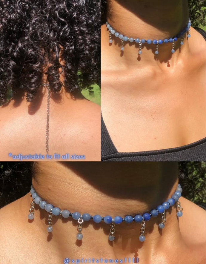 Blue Aventurine Dangle Choker